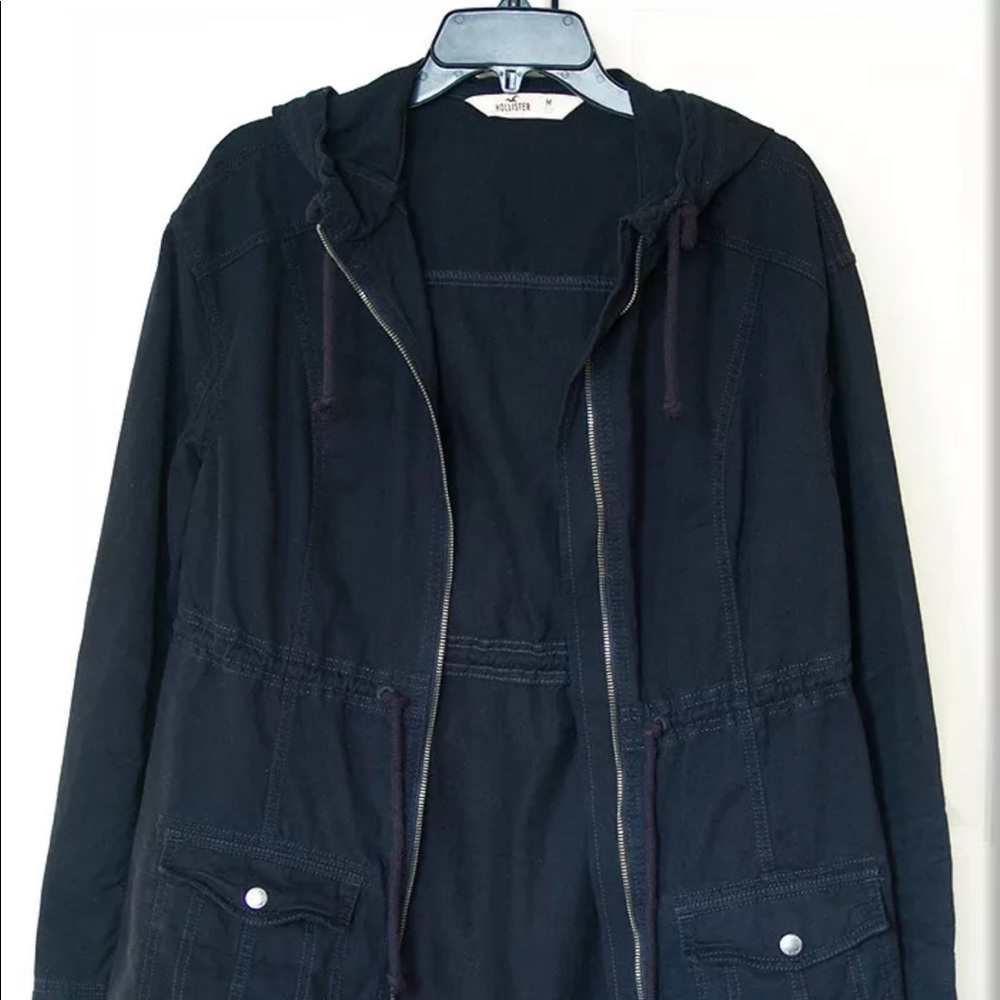 Hollister Navy Blue hooded Parka Jacket